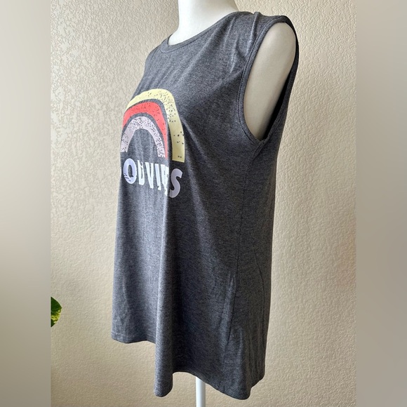 Gray Sleeveless Top with Rainbow Graphic - Picture 2 of 3